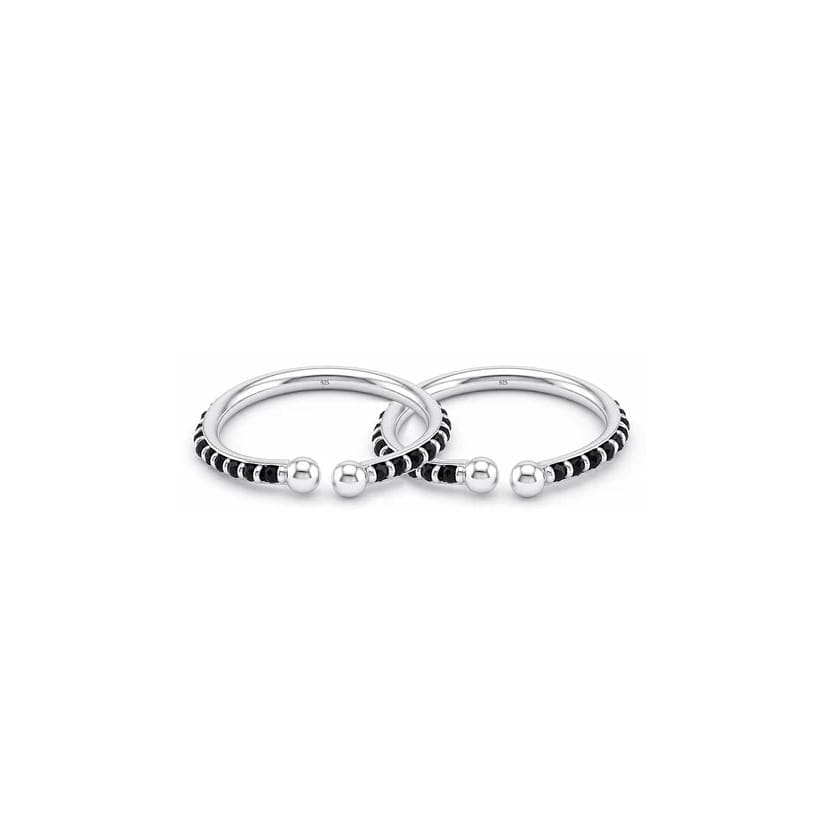 925 Sterling Silver Black Stone Kids Bangle Pair – 18.09g