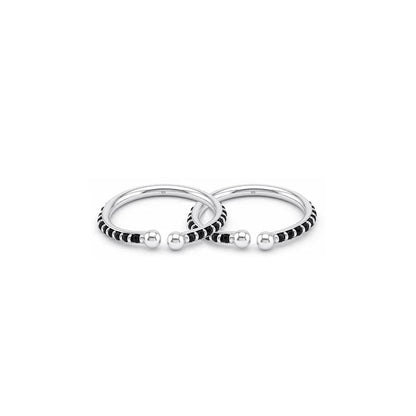 925 Sterling Silver Black Stone Kids Bangle Pair – 18.09g