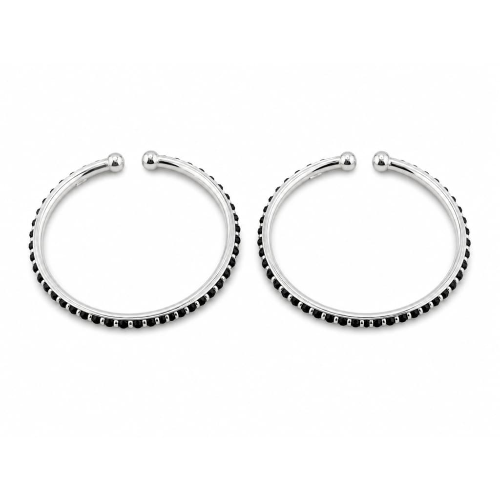 925 Sterling Silver Black Stone Kids Bangle Pair – 18.09g