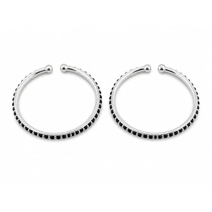 925 Sterling Silver Black Stone Kids Bangle Pair – 18.09g
