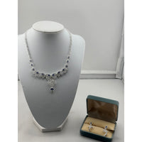 Load image into Gallery viewer, 925 Sterling Silver Blue CZ Necklace &amp; Earrings Set –

