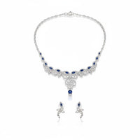 Load image into Gallery viewer, 925 Sterling Silver Blue CZ Necklace &amp; Earrings Set –
