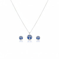 Load image into Gallery viewer, 925 Sterling Silver Blue Tree of Life Necklace and Stud

