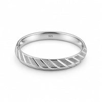 Load image into Gallery viewer, 925 Sterling Silver Bold Diagonal-Cut Domed Bangle/Kada