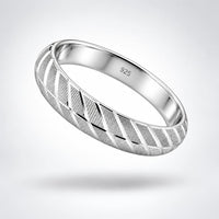Load image into Gallery viewer, 925 Sterling Silver Bold Diagonal-Cut Domed Bangle/Kada