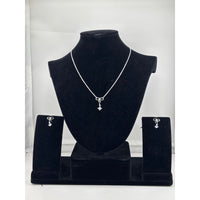 Load image into Gallery viewer, 925 Sterling Silver Bow Drop CZ Necklace and Stud Earrings
