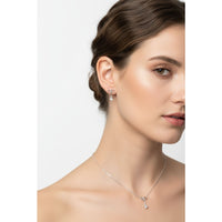 Load image into Gallery viewer, 925 Sterling Silver Bow Drop CZ Necklace and Stud Earrings
