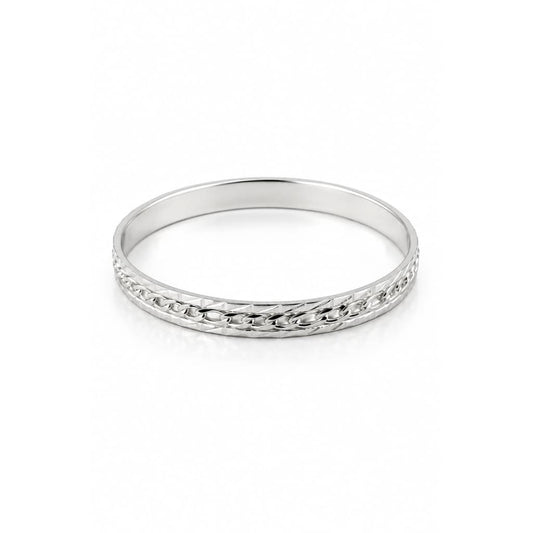 925 Sterling Silver Chain Link Embossed Bangle/Kada