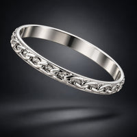 Load image into Gallery viewer, 925 Sterling Silver Chain Link Embossed Bangle/Kada