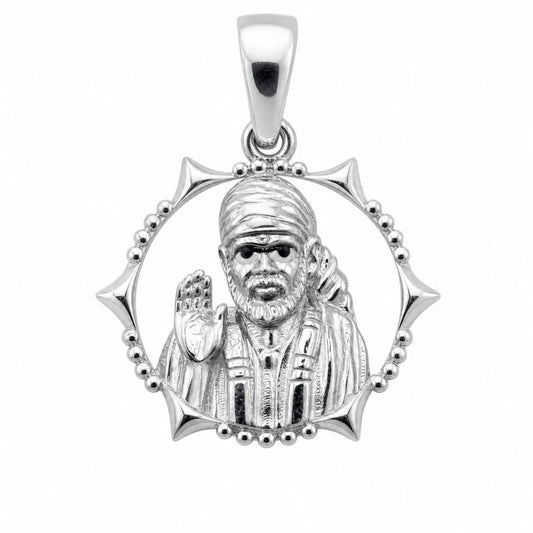 925 Sterling Silver Circular Sai Baba Pendant - 2.19 g