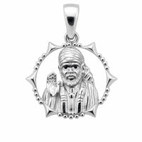 Load image into Gallery viewer, 925 sterling silver circular Sai Baba pendant on a pure white background
