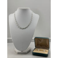 Load image into Gallery viewer, 925 Sterling Silver Cluster Floral CZ Necklace and Earrings
