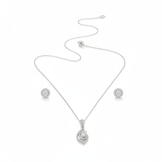 925 Sterling Silver Crescent Moon CZ Chain Bracelet