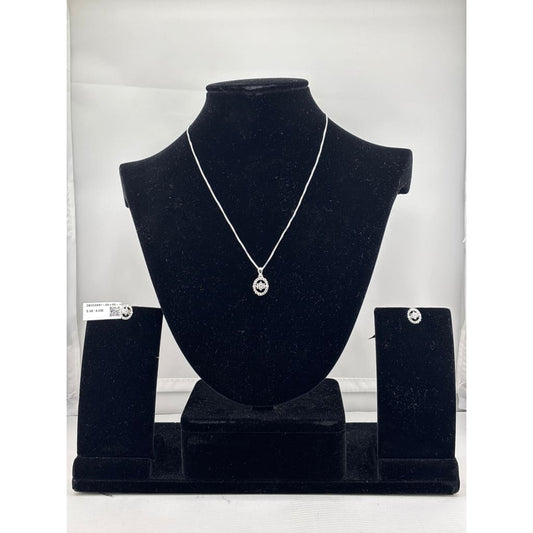 925 Sterling Silver Crescent Moon CZ Necklace and Stud