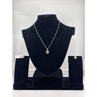 Load image into Gallery viewer, 925 Sterling Silver Crescent Moon CZ Necklace and Stud
