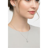 Load image into Gallery viewer, 925 Sterling Silver Crescent Moon CZ Necklace and Stud
