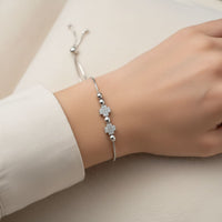 Load image into Gallery viewer, 925 Sterling Silver Cross Floral CZ Adjustable Bracelet | 5g
