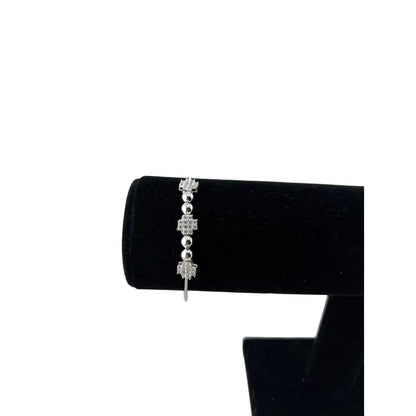 925 Sterling Silver Cross Floral CZ Adjustable Bracelet