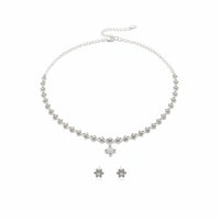 Load image into Gallery viewer, 925 Sterling Silver CZ Necklace &amp; Earrings Set – Floral
