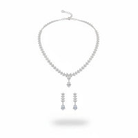 Load image into Gallery viewer, 925 Sterling Silver CZ Necklace &amp; Earrings Set – Leaf Vine
