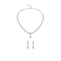 Load image into Gallery viewer, 925 Sterling Silver CZ Necklace &amp; Earrings Set – Leaf Vine
