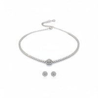 Load image into Gallery viewer, 925 Sterling Silver CZ Necklace &amp; Earrings Set – Round
