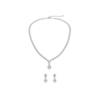 Load image into Gallery viewer, 925 Sterling Silver CZ Necklace &amp; Earrings Set – Teardrop
