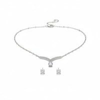 Load image into Gallery viewer, 925 Sterling Silver CZ Necklace &amp; Earrings Set – V-Shaped
