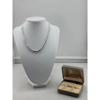 Load image into Gallery viewer, 925 Sterling Silver CZ Tennis Necklace &amp; Earrings Set –
