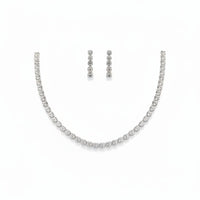Load image into Gallery viewer, 925 Sterling Silver CZ Tennis Necklace &amp; Earrings Set –
