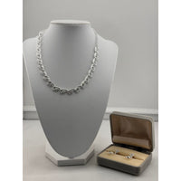 Load image into Gallery viewer, 925 Sterling Silver CZ Vine Link Necklace &amp; Earrings Set –
