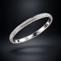 Load image into Gallery viewer, 925 Sterling Silver Diagonal Etched Edge Bangle/Kada - 66mm