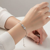 Load image into Gallery viewer, 925 Sterling Silver Double Teardrop CZ Adjustable Bracelet
