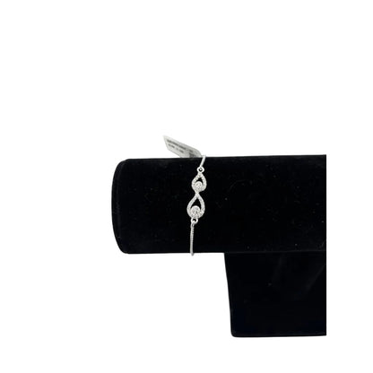 925 Sterling Silver Double Teardrop CZ Adjustable Bracelet