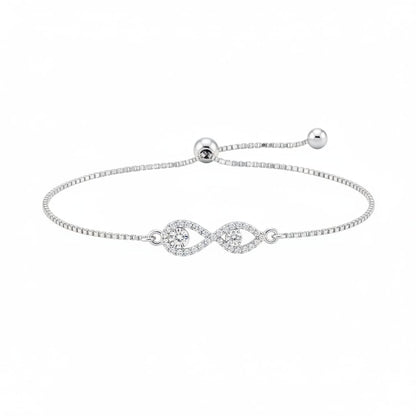 925 Sterling Silver Double Teardrop CZ Adjustable Bracelet