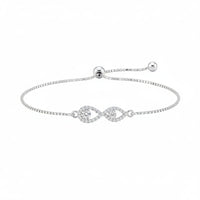 Load image into Gallery viewer, 925 Sterling Silver Double Teardrop CZ Adjustable Bracelet
