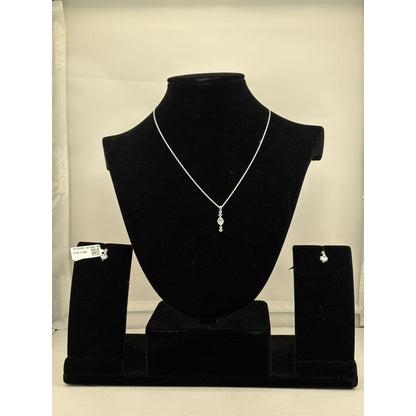 925 Sterling Silver Drop CZ Pendant and Earrings Set