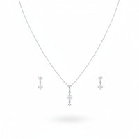 Load image into Gallery viewer, 925 Sterling Silver Drop CZ Pendant and Earrings Set
