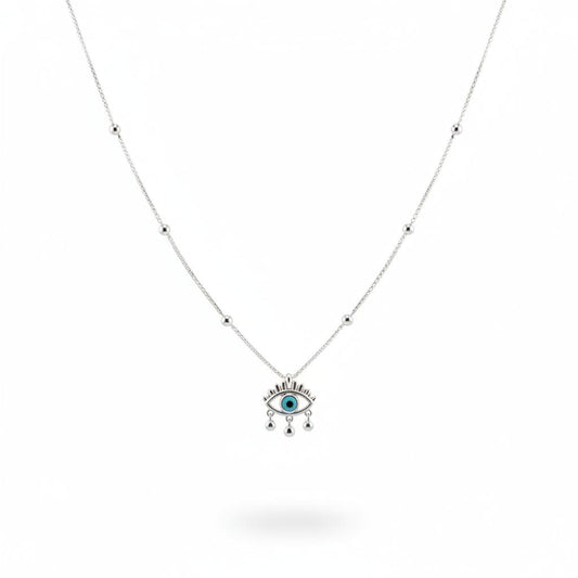 925 Sterling Silver Evil Eye Charm Necklace