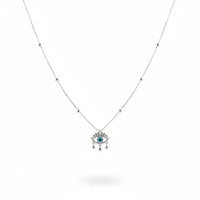 Load image into Gallery viewer, 925 Sterling Silver Evil Eye Charm Necklace - Necklace
