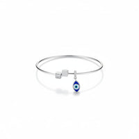 Load image into Gallery viewer, 925 Sterling Silver Evil Eye Square Charm Women’s Bracelet
