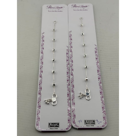 925 Sterling Silver Faceted Bead Anklet Pair – 7 Inch g