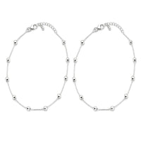Load image into Gallery viewer, 925 sterling silver faceted bead anklet pair on pure white background
