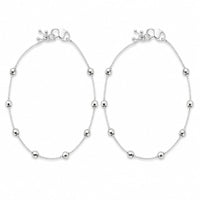 Load image into Gallery viewer, 925 sterling silver faceted bead kids anklet pair on white background
