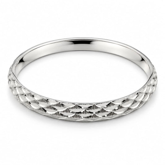 925 Sterling Silver Fish Scale Textured Bangle/Kada