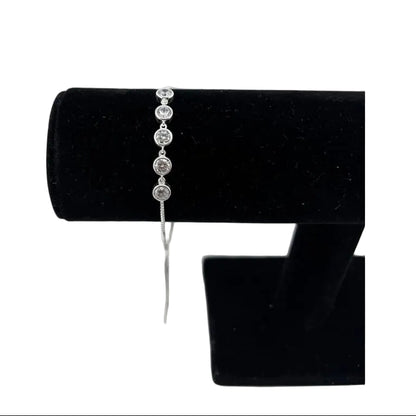 925 Sterling Silver Five Stone CZ Adjustable Bracelet | 5g