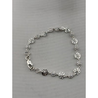 Load image into Gallery viewer, 925 Sterling Silver Floral CZ Link Bracelet | 5g
