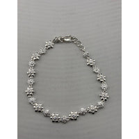 Load image into Gallery viewer, 925 Sterling Silver Floral CZ Link Bracelet | 7g - Bracelets

