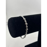 Load image into Gallery viewer, 925 Sterling Silver Floral CZ Link Bracelet | 7g - Bracelets
