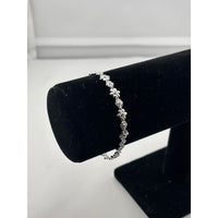 Load image into Gallery viewer, 925 Sterling Silver Floral CZ Link Bracelet | 7g - Bracelets
